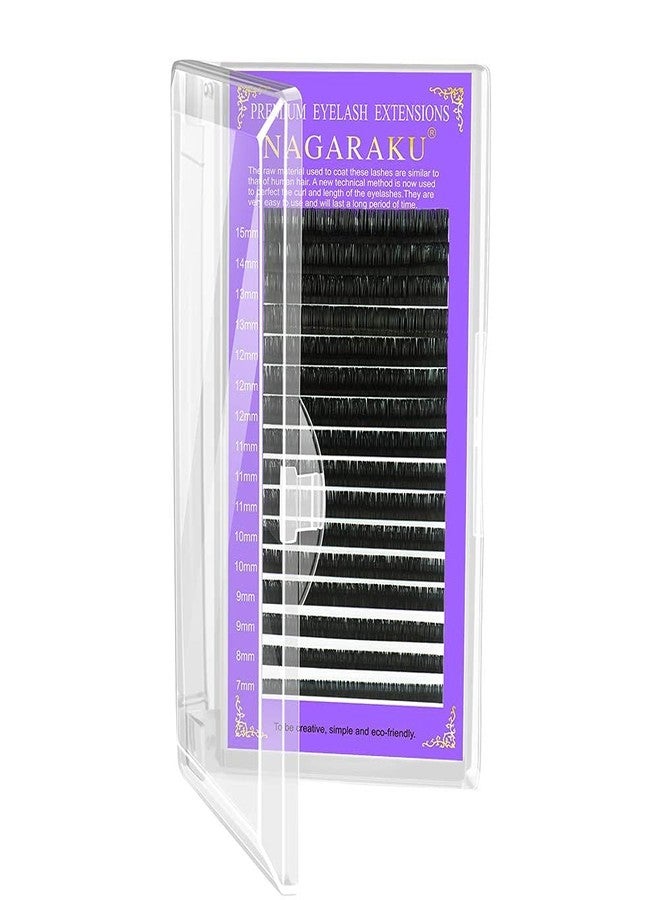 NAGARAKU Eyelash Extensions Individual Lashes 0.15mm D curl 7mm 16 Rows Soft Natural Matte Black Professional Mega Volume Beauty Salon Supplies (7mm, 0.15 D) - Image 1