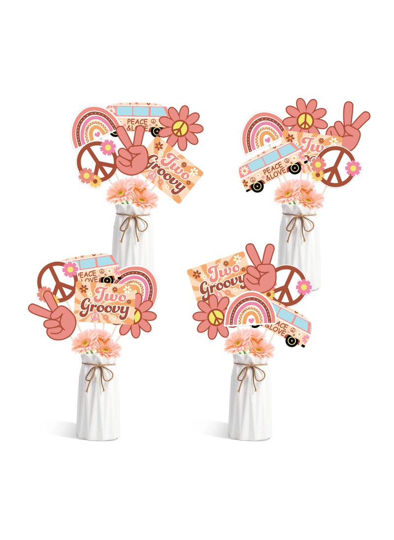 SYOSI Two Groovy Party Table Toppers for Boho Birthday Party Decorations Hippie Party Centerpieces Sticks with Daisy Groovy Sign 60s Hippie Theme Birthday Supplies  - Image 1