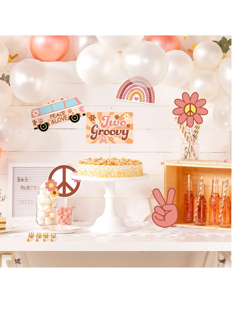 SYOSI Two Groovy Party Table Toppers for Boho Birthday Party Decorations Hippie Party Centerpieces Sticks with Daisy Groovy Sign 60s Hippie Theme Birthday Supplies  - Image 3