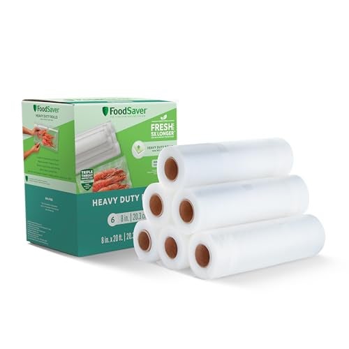 FoodSaver HeavyDuty Vacuum Seal 8 x 20 Roll 6Pack Ideal for Food Storage and Sous Vide Cooking
