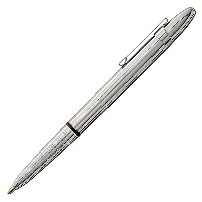 Fisher Space Pen Chrome Bullet Pen, Ballpoint, Brass, Black Ink, Pocket Clip - Image 1