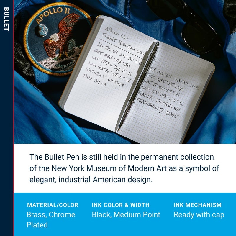 Fisher Space Pen Chrome Bullet Pen, Ballpoint, Brass, Black Ink, Pocket Clip - Image 3