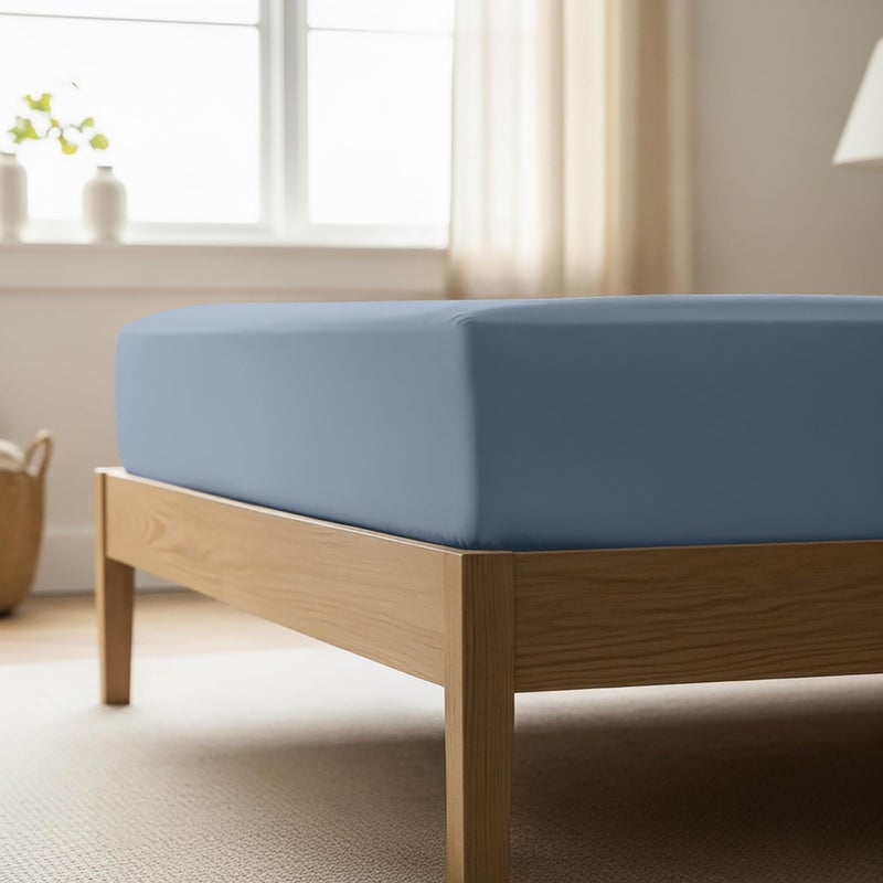 Mellanni Full Fitted Sheet - Iconic Collection Bedding Sheets with up to 16 inch Deep Pocket - Soft & Cooling - Fade & Stain Resistant - 1 PC (Full, Blue Hydrangea) - Image 1