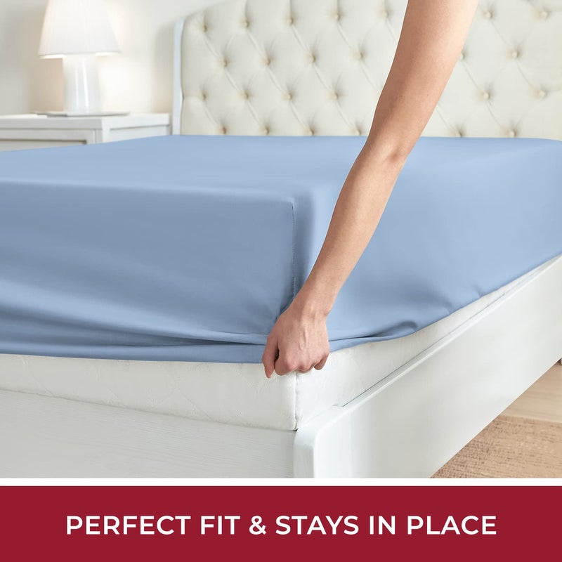 Mellanni Full Fitted Sheet - Iconic Collection Bedding Sheets with up to 16 inch Deep Pocket - Soft & Cooling - Fade & Stain Resistant - 1 PC (Full, Blue Hydrangea) - Image 5