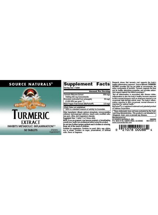 Source Naturals Turmeric Extract - Supports Healthy Inflammatory Response - 50 Tablets - Image 4