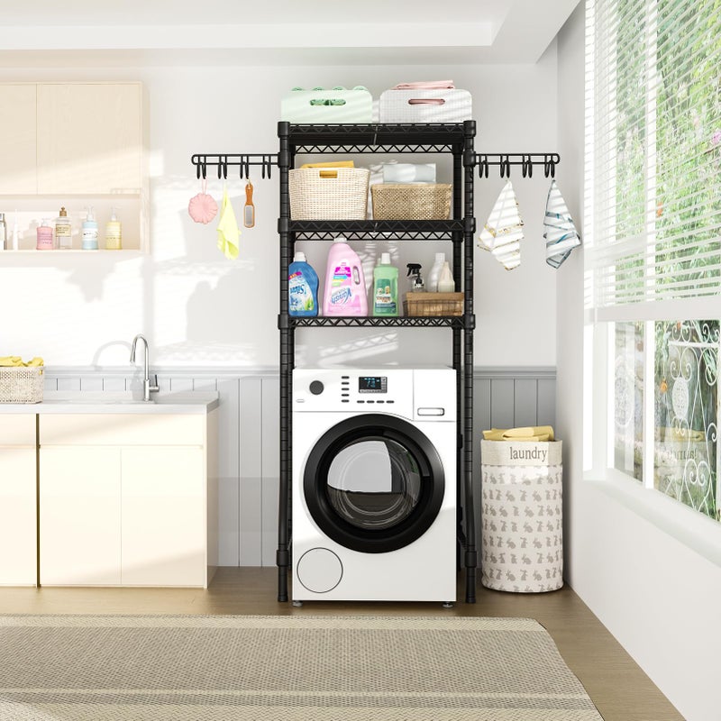 Ulif U8 Mini Laundry Room Storage Organizer, Over the Washer and Dryer Storage Shelves for Laundry Organization, 29.5â€W x 17.3â€D x 76.2â€H, Suit Washing Machine Width within 27.1â€, Hold 304 lb, Black - Image 5