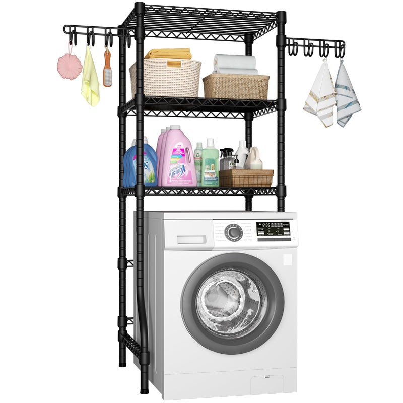 Ulif U8 Mini Laundry Room Storage Organizer, Over the Washer and Dryer Storage Shelves for Laundry Organization, 29.5â€W x 17.3â€D x 76.2â€H, Suit Washing Machine Width within 27.1â€, Hold 304 lb, Black - Image 1