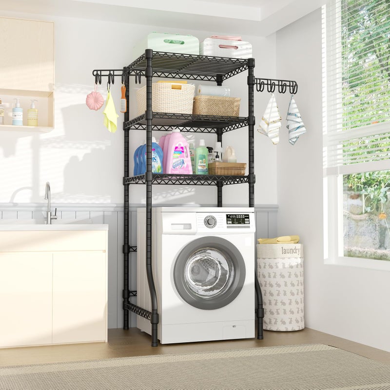 Ulif U8 Mini Laundry Room Storage Organizer, Over the Washer and Dryer Storage Shelves for Laundry Organization, 29.5â€W x 17.3â€D x 76.2â€H, Suit Washing Machine Width within 27.1â€, Hold 304 lb, Black - Image 2