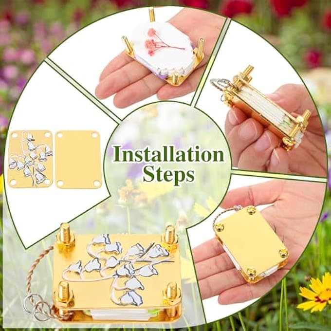 POCKET FLOWER PRESS, SMALL FLOWERS PRESS KIT, QUICK FLOWER PRESSING SET, PORTABLE MINI PLANT PRESERVATION SET FOR ARTS AND DIY CRAFTS LOVERS, IDEAL GIFTS (GOLD) - Image 2