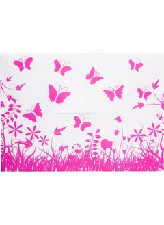 Bigpoint Snap File Butterfly Patterned A4 Pink 12-Ply Bag  - Image 1