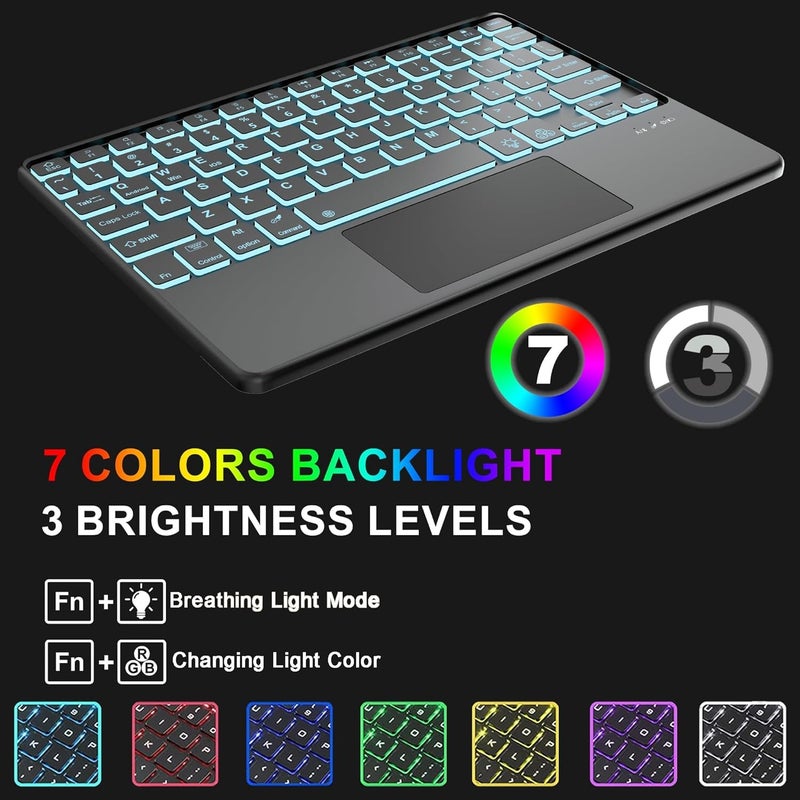 typecase Keyboard case for iPad 10.2 Inch (9th, 8th, 7th Gen), iPad Air 3, iPad Pro 10.5, Multi Touch Trackpad & 7-Colors Backlit, Multi Viewing Angle, Pen Slot, Magnetically Detachable Keyboard Cover - Image 4