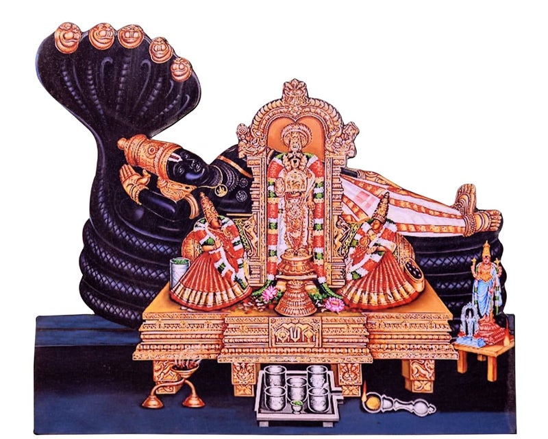 Vils Srirangam Sri Ranganathaswamy Divine Holy Blessing Wood Plastic Photo Frame Cutout with Back Stand 8 inch X 65 inch - Image 1