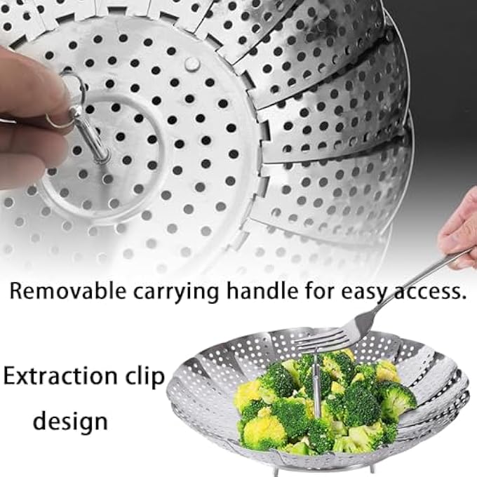Bukela Stainless Steel Vegetable Steamer Basket Expandable Collapsible Fits 53 To 86 Pots Easy Cooking Healthy Meals Convenient Storage Metal Steaming Insert For Veggies - Image 5