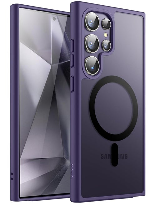 Magnetic Matte Case for Samsung S24 Ultra, Compatible with MagSafe, Plating Luxury Cover, Matte Soft TPU Shockproof Protective Phone Case, Compatible with Samsung S24 Ultra (Deep Purple)