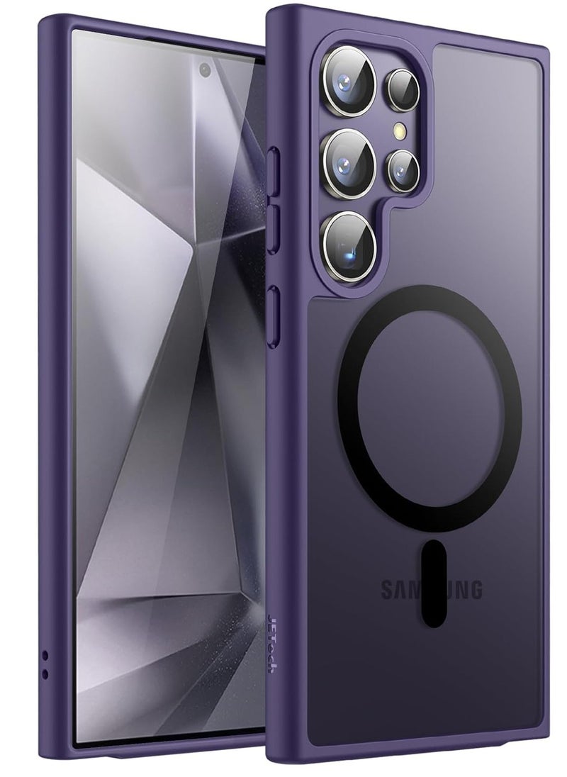 Magnetic Matte Case for Samsung S24 Ultra, Compatible with MagSafe, Plating Luxury Cover, Matte Soft TPU Shockproof Protective Phone Case, Compatible with Samsung S24 Ultra (Deep Purple)