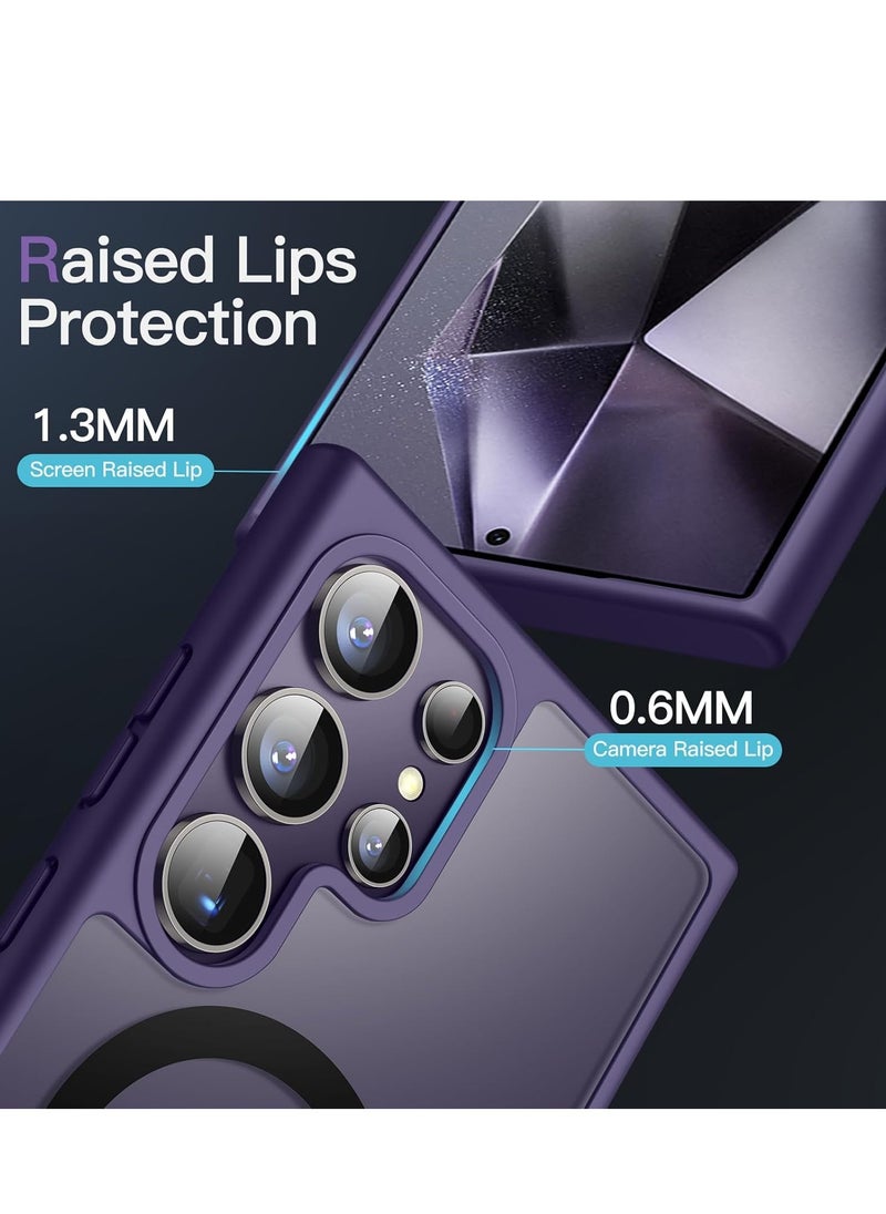 Magnetic Matte Case for Samsung S24 Ultra, Compatible with MagSafe, Plating Luxury Cover, Matte Soft TPU Shockproof Protective Phone Case, Compatible with Samsung S24 Ultra (Deep Purple)