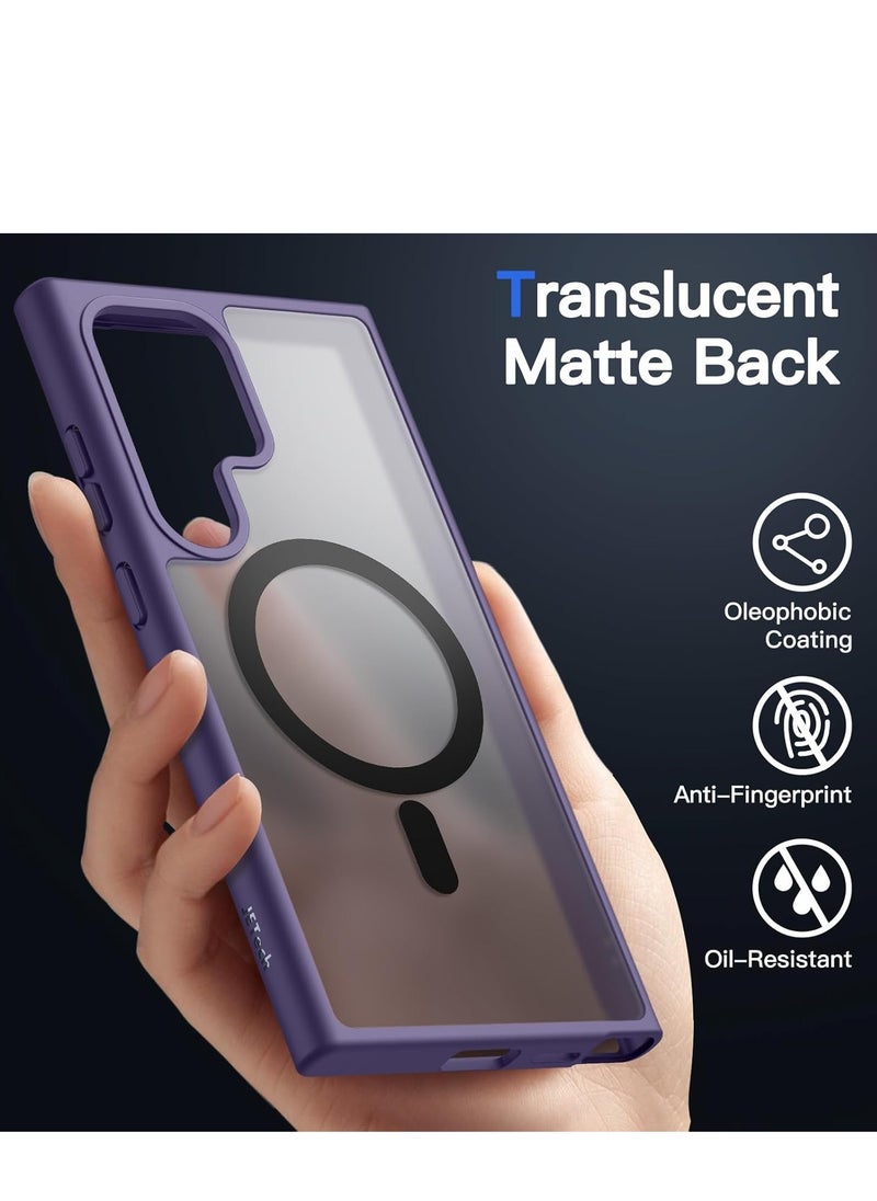 Magnetic Matte Case for Samsung S24 Ultra, Compatible with MagSafe, Plating Luxury Cover, Matte Soft TPU Shockproof Protective Phone Case, Compatible with Samsung S24 Ultra (Deep Purple)