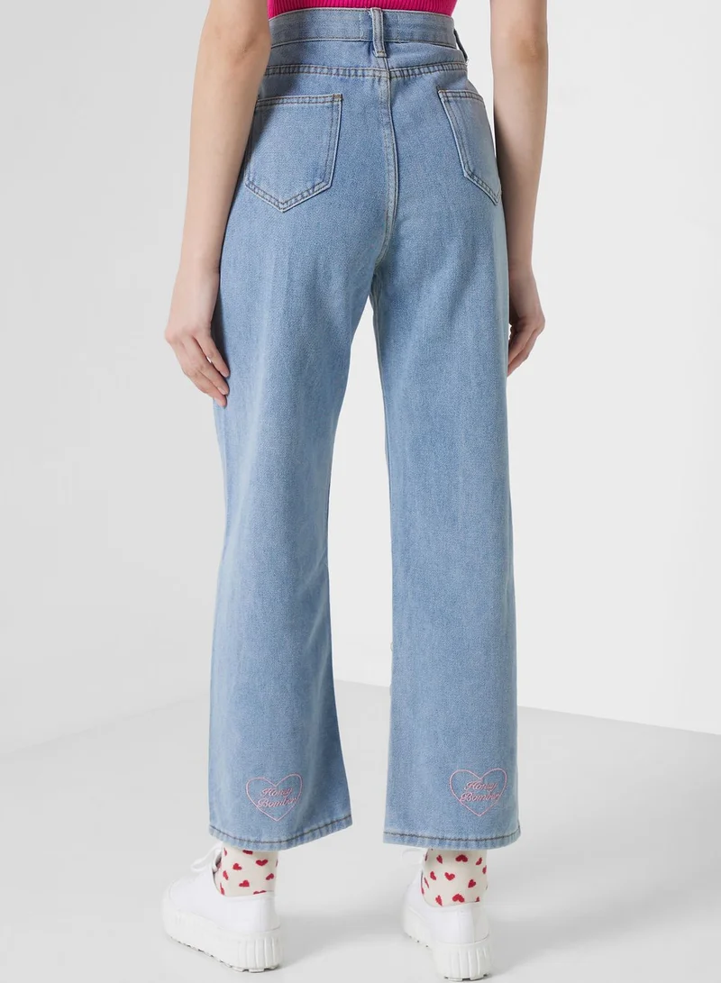 Urban Minx Urban Minx Heart Print Jeans