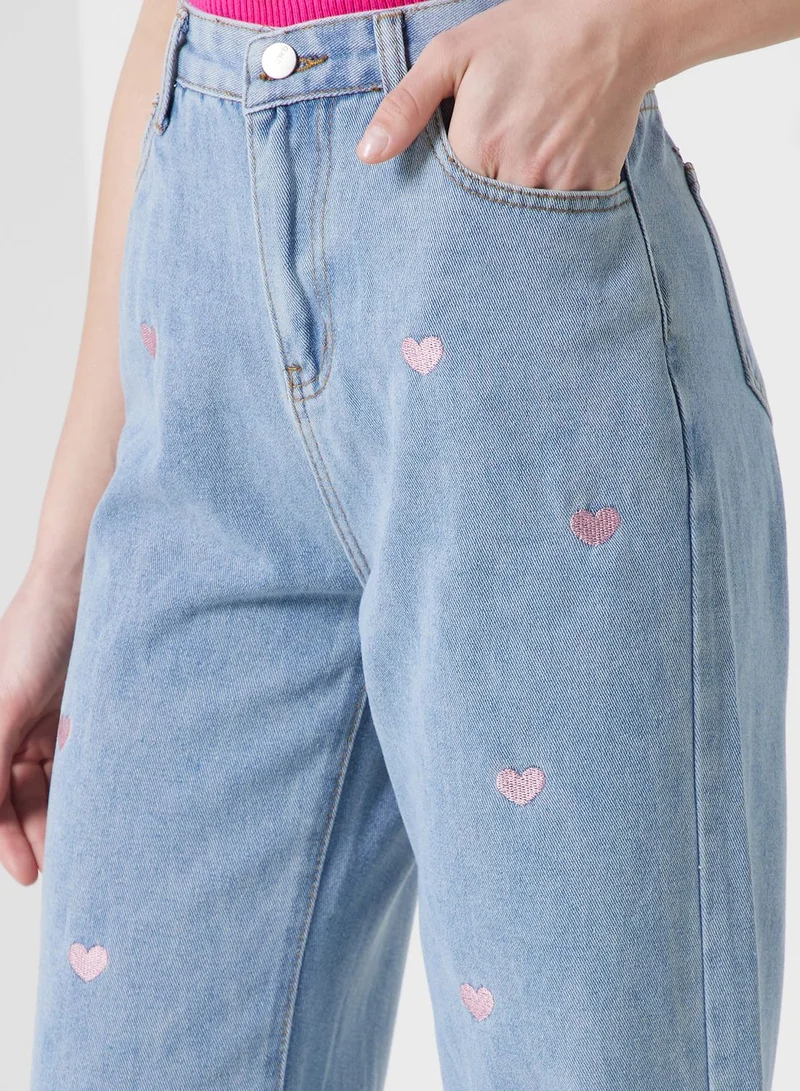 Urban Minx Urban Minx Heart Print Jeans