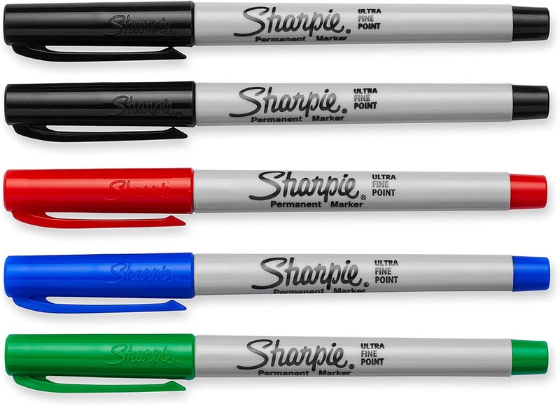 Sharpie 37675PP Permanent Markers, Ultra Fine Point, Assorted Colors, 5 Count - Image 2
