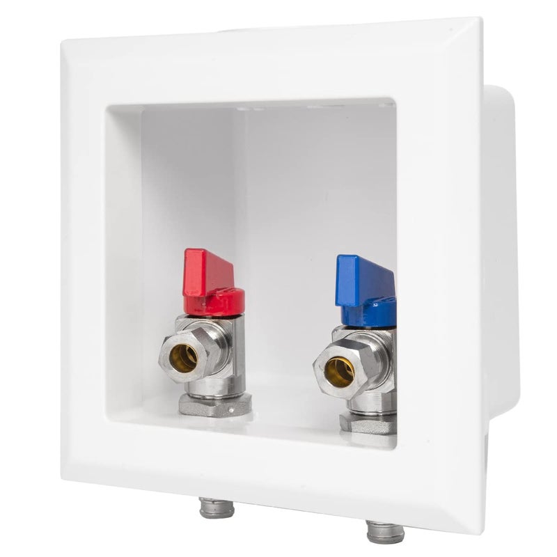EFIELD Pex Preassembled Faucet Outlet Box 12Inch Barb Crimp Pex Inlet with Installed 14Turn Ball Valve For Hot Cold Water Supply Chrome PlateFC003