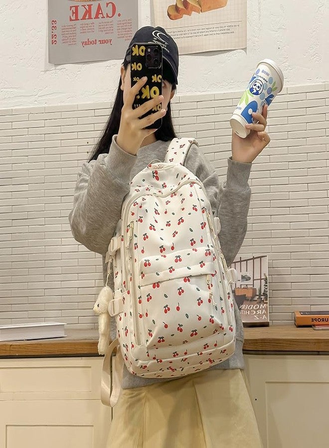 Cohawk Cherry Backpack for Women Coquette Aesthetic Nylon Rucksack Cute Kawaii Backpack With Cherry Pattern - Image 4