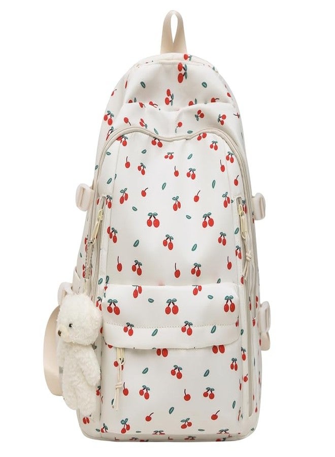 Cohawk Cherry Backpack for Women Coquette Aesthetic Nylon Rucksack Cute Kawaii Backpack With Cherry Pattern - Image 1