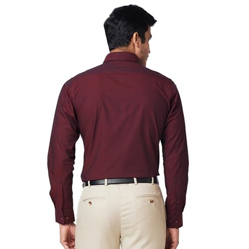 Raymond Men's Slim Shirt (RMSX12369-M8_Dark Maroon - Image 4