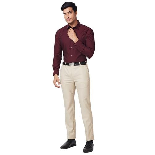 Raymond Men's Slim Shirt (RMSX12369-M8_Dark Maroon - Image 5
