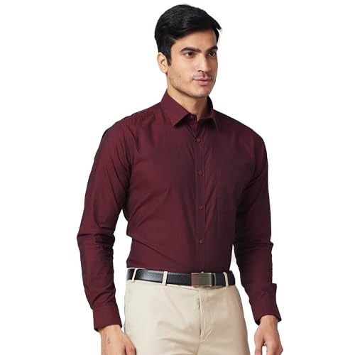 Raymond Men's Slim Shirt (RMSX12369-M8_Dark Maroon - Image 2