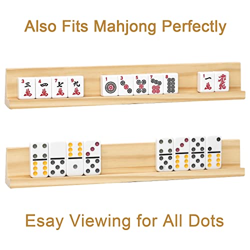 plusvivo Domino Racks Set of 8 Mexican Train Dominoes Trays Wooden Domino Holders for Mexican Train Chickenfoot Combo Mahjong and Other Dominoes Games1397 x 2 x 118 Inches Dominoes NOT Included - Image 5