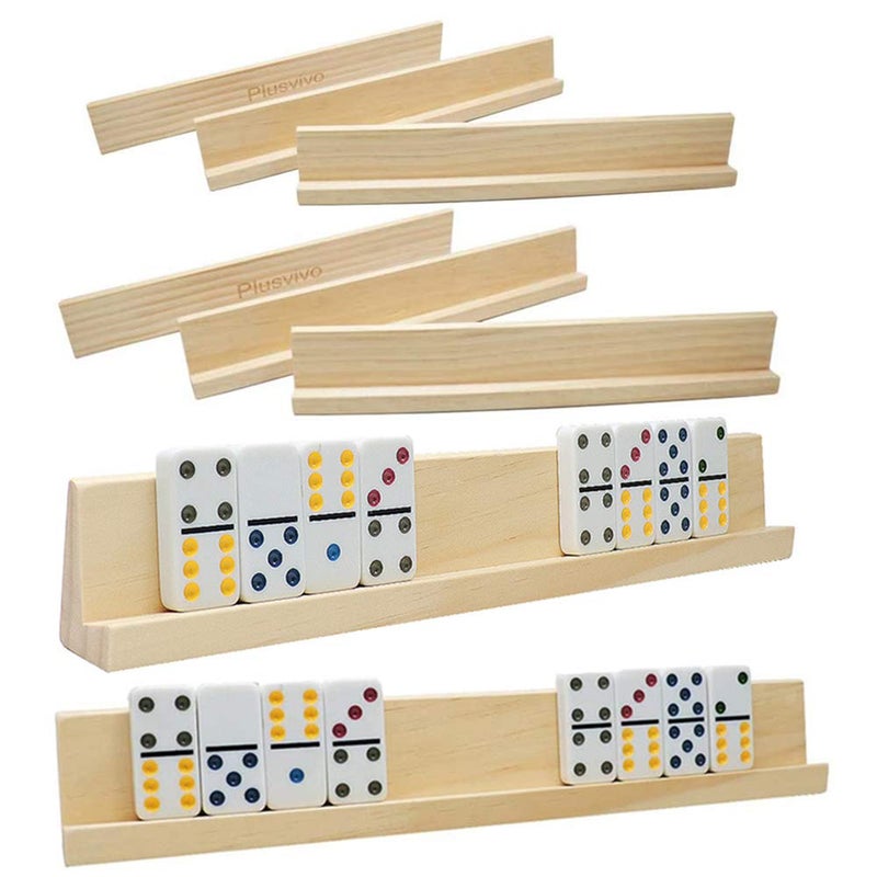 plusvivo Domino Racks Set of 8 Mexican Train Dominoes Trays Wooden Domino Holders for Mexican Train Chickenfoot Combo Mahjong and Other Dominoes Games1397 x 2 x 118 Inches Dominoes NOT Included - Image 4