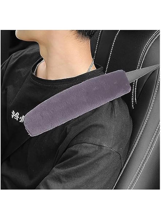 2 Packs Car Seatbelt Covers Shoulder Pad, Universal Soft Faux Sheepskin Shoulder Cover for Comfortable Driving, Fluffy Seat Belt Protector Help to Protect Your Neck and Shoulder (Grey) - Image 1