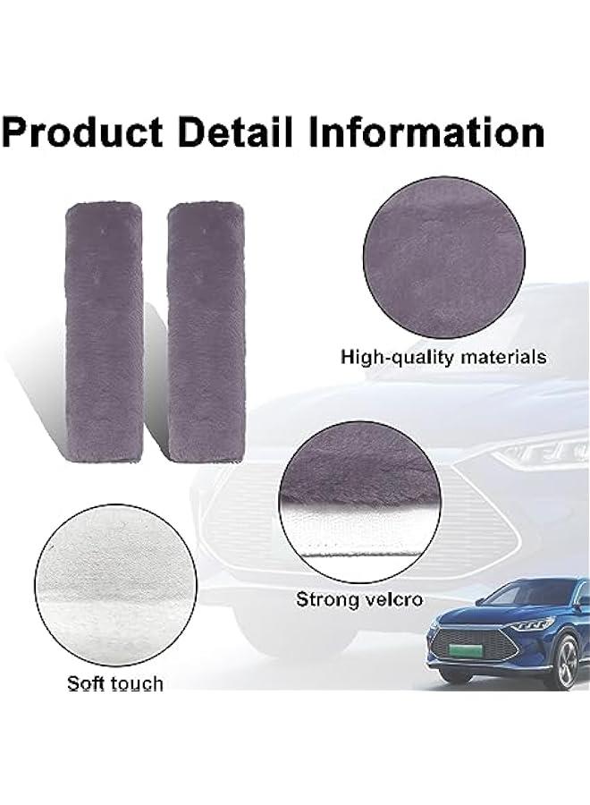 2 Packs Car Seatbelt Covers Shoulder Pad, Universal Soft Faux Sheepskin Shoulder Cover for Comfortable Driving, Fluffy Seat Belt Protector Help to Protect Your Neck and Shoulder (Grey) - Image 3