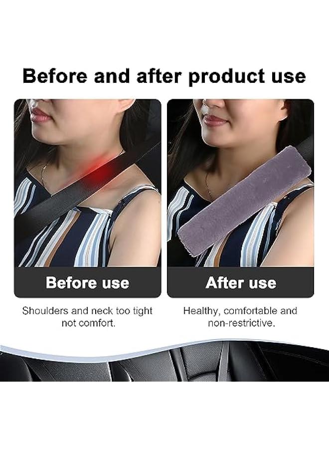 2 Packs Car Seatbelt Covers Shoulder Pad, Universal Soft Faux Sheepskin Shoulder Cover for Comfortable Driving, Fluffy Seat Belt Protector Help to Protect Your Neck and Shoulder (Grey) - Image 4