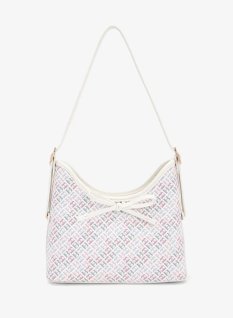 Flora Bella Monogram Print Shoulder Bag with Adjustable Strap
