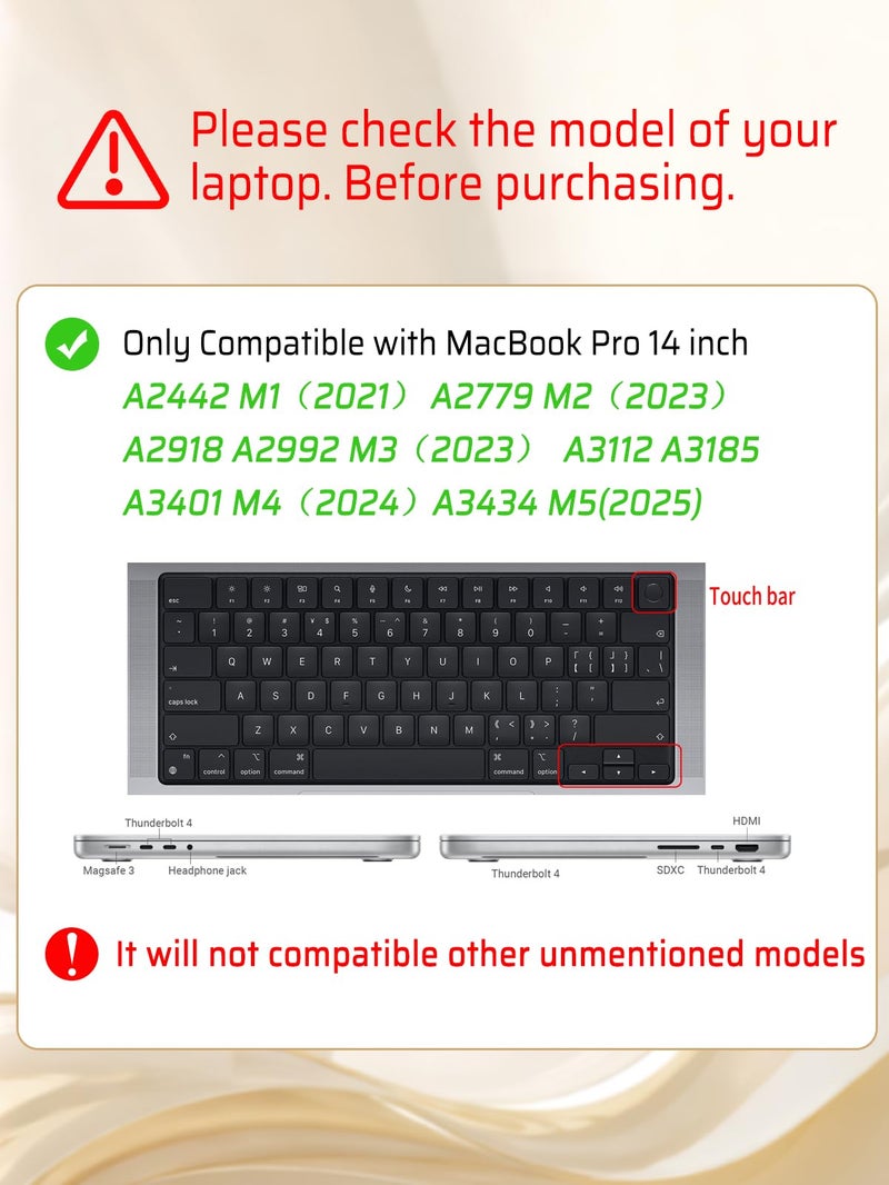 Seorsok Compatible with MacBook Pro 14inch Case 2026 2025-2021 M5 M4 M3 A3426 A3427 A3434 A3112 A3185 A3401 M2 A2779 M1 A2442,Leather Plastic Hard Shell Case&Keyboard Cover,Beige Woven No Logo Cutout - Image 3