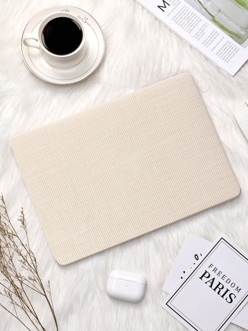 Seorsok Compatible with MacBook Pro 14inch Case 2026 2025-2021 M5 M4 M3 A3426 A3427 A3434 A3112 A3185 A3401 M2 A2779 M1 A2442,Leather Plastic Hard Shell Case&Keyboard Cover,Beige Woven No Logo Cutout - Image 4