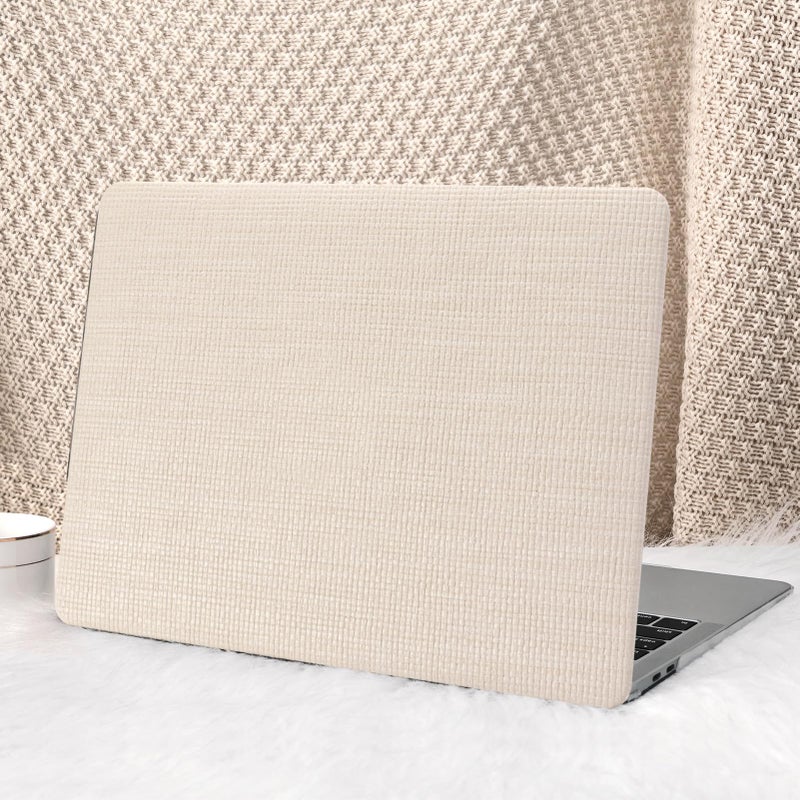 Seorsok Compatible with MacBook Pro 14inch Case 2026 2025-2021 M5 M4 M3 A3426 A3427 A3434 A3112 A3185 A3401 M2 A2779 M1 A2442,Leather Plastic Hard Shell Case&Keyboard Cover,Beige Woven No Logo Cutout - Image 1