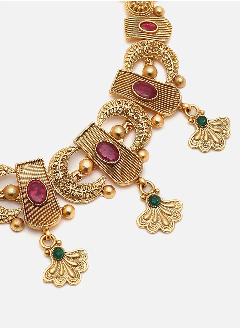 SOHI Gold-Coloured Gold-Coloured Stones Jewellery Set