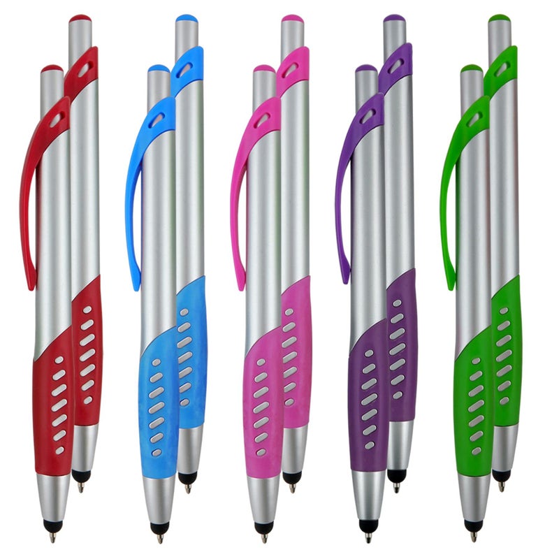 SyPen Stylus Pen 2 in 1 Capacitive Stylus Ballpoint Click Pen with Comfort Grip for Universal Touchscreen Devices TabletsiPad iPhone 66 Plus iPod Android Samsung GalaxySilver 10 Pack - Image 3