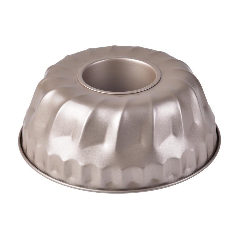 Bakeley Fluted Tube Pan, 10-Inch Non-Stick Vortex-Shaped Tube Pan Cake Mold for Oven and Instant Pot Baking (Champagne Gold) - Image 1