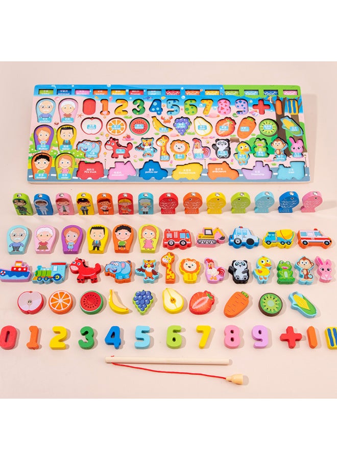 لعبة ألغاز صيد خشبية مغناطيسية ستة في واحد متعددة الوظائف لوغاريتمي للأطفال لعبة ألغاز P.8-اللون: HBE/لوحة لوغاريتمية متعددة الوظائف - Image 4