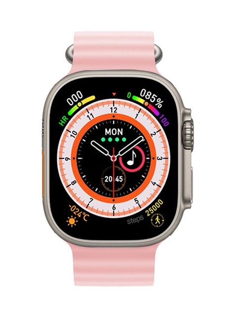 8 Ultra Mini Smart Watch Connecting With Android and iOS Wireless Charger For Women's and Kid's (Pink)