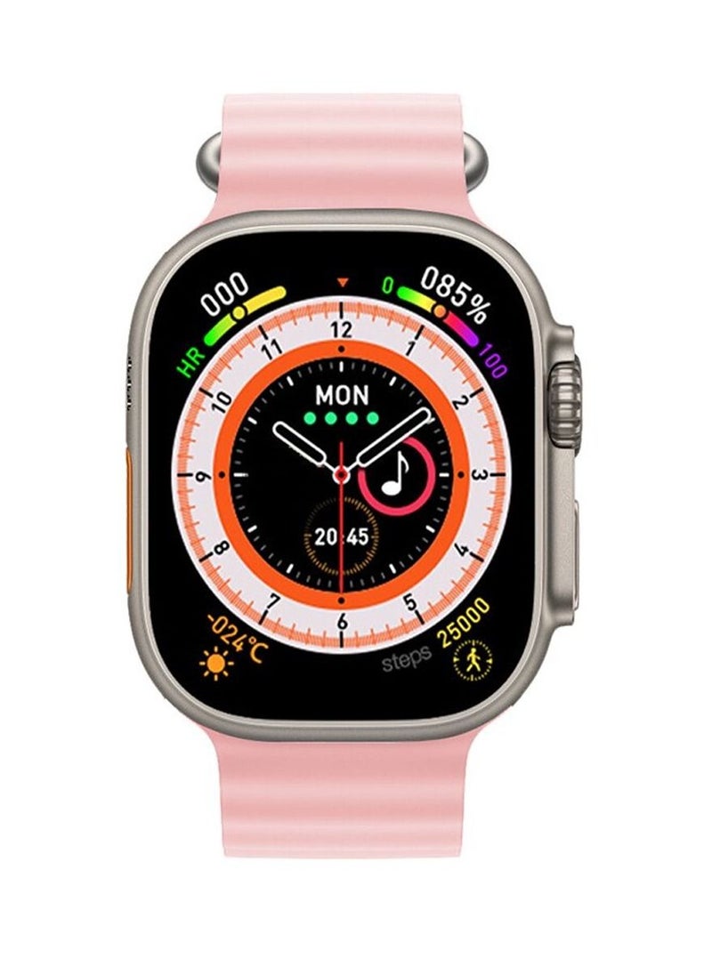 8 Ultra Mini Smart Watch Connecting With Android and iOS Wireless Charger For Women's and Kid's (Pink)