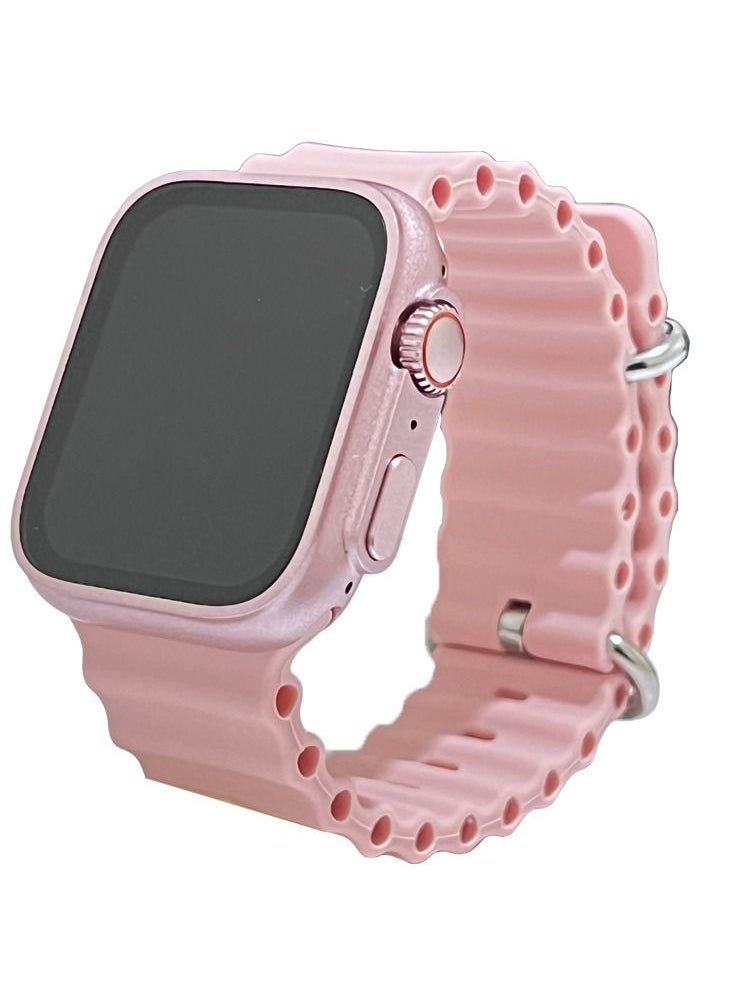 8 Ultra Mini Smart Watch Connecting With Android and iOS Wireless Charger For Women's and Kid's (Pink)