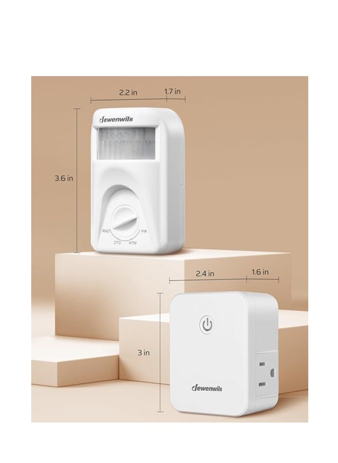 DEWENWILS - DEWENWILS Wireless Motion Sensor Outlet, Dusk to Dawn Sensor Plug & PIR Motion Sensor, 4 Modes, 20 FT Detection Range, for Plug-in Lamps - Image 1
