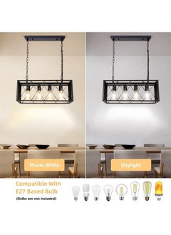 HUA QIANG WANG Rectangular 4-Head Kitchen Island Chandelier,Modern Industrial Pendant Light,Vintage Black Ceiling Lighting Fixture for Living Room Dining Room Bedroom Foyer  - Image 3