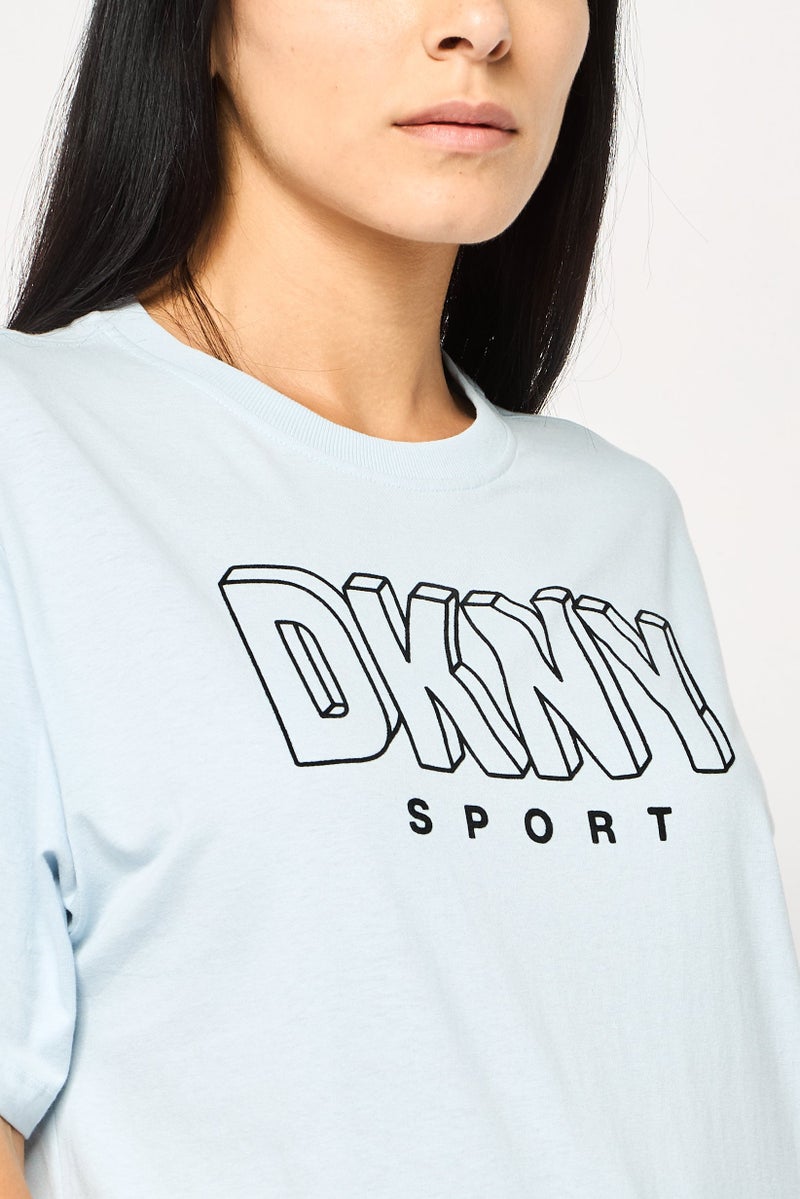 DKNY Women Sportswear Fit Short Sleeve Outdoor T-Shirt, Light Blue - Image 3