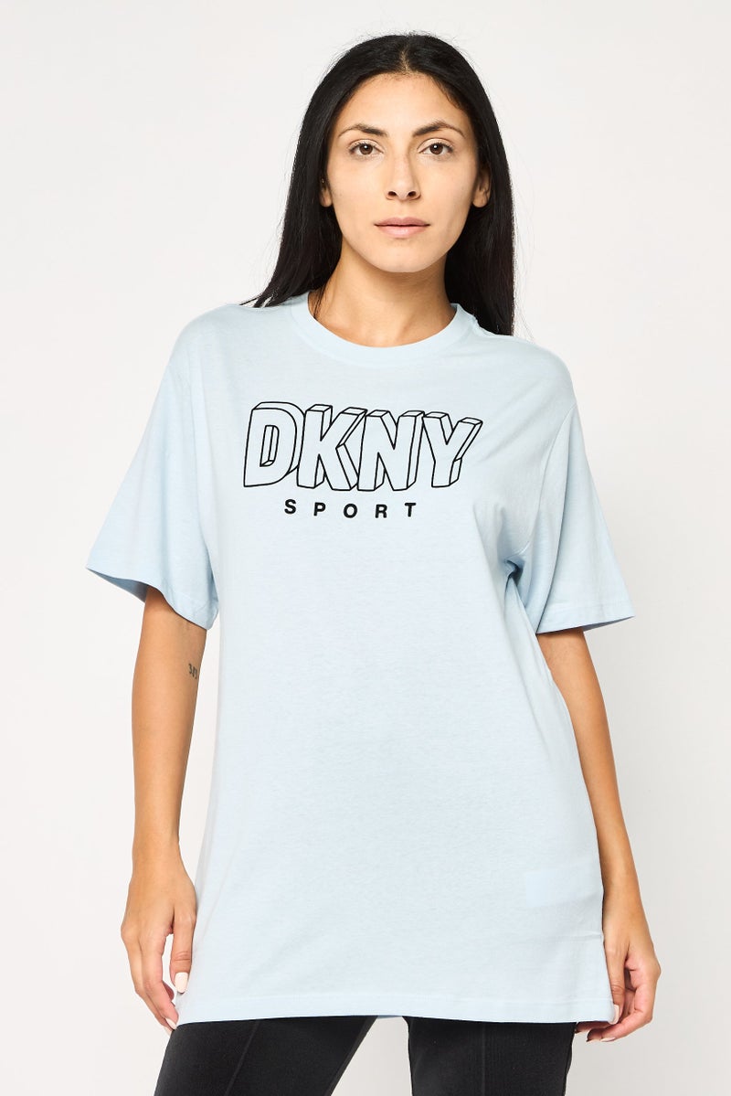 DKNY Women Sportswear Fit Short Sleeve Outdoor T-Shirt, Light Blue - Image 1